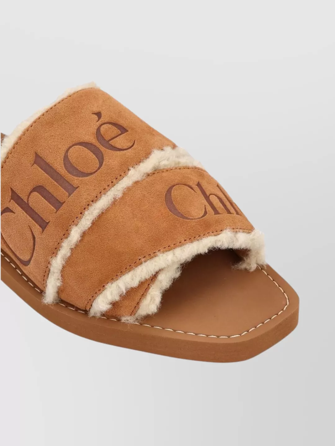 Chloé Suede Sandals Shearling Trim