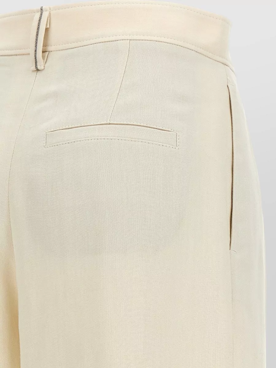Brunello Cucinelli Linen Blend High-Rise Pleated Wide-Leg Trousers