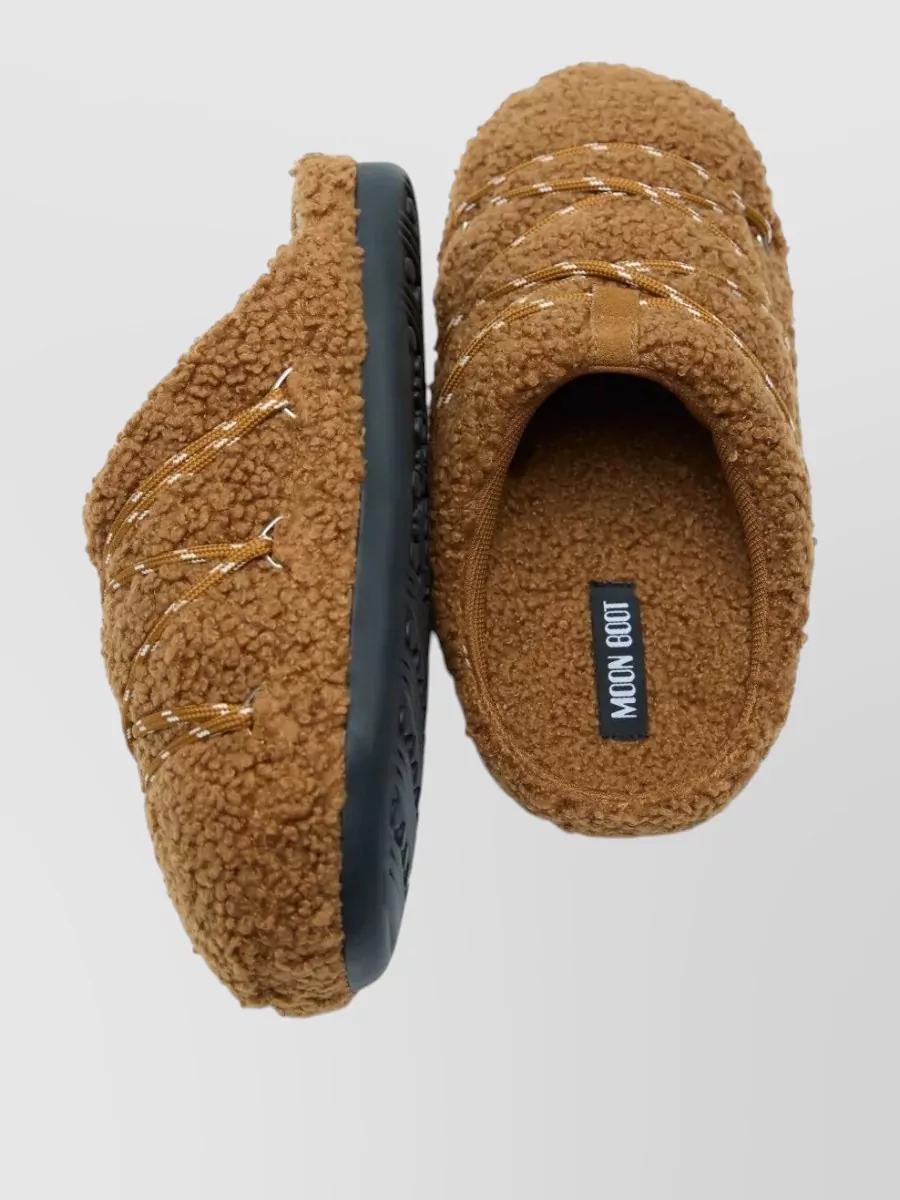 Moon Boot Teddy Shearling Flat Open Back Slippers
