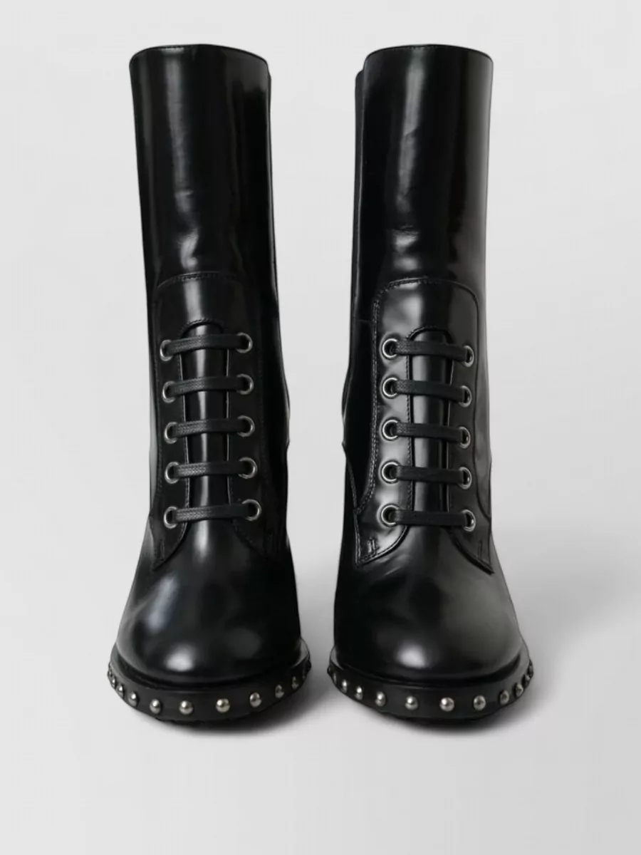 Dolce&Gabbana leather studded lace-up ankle boots