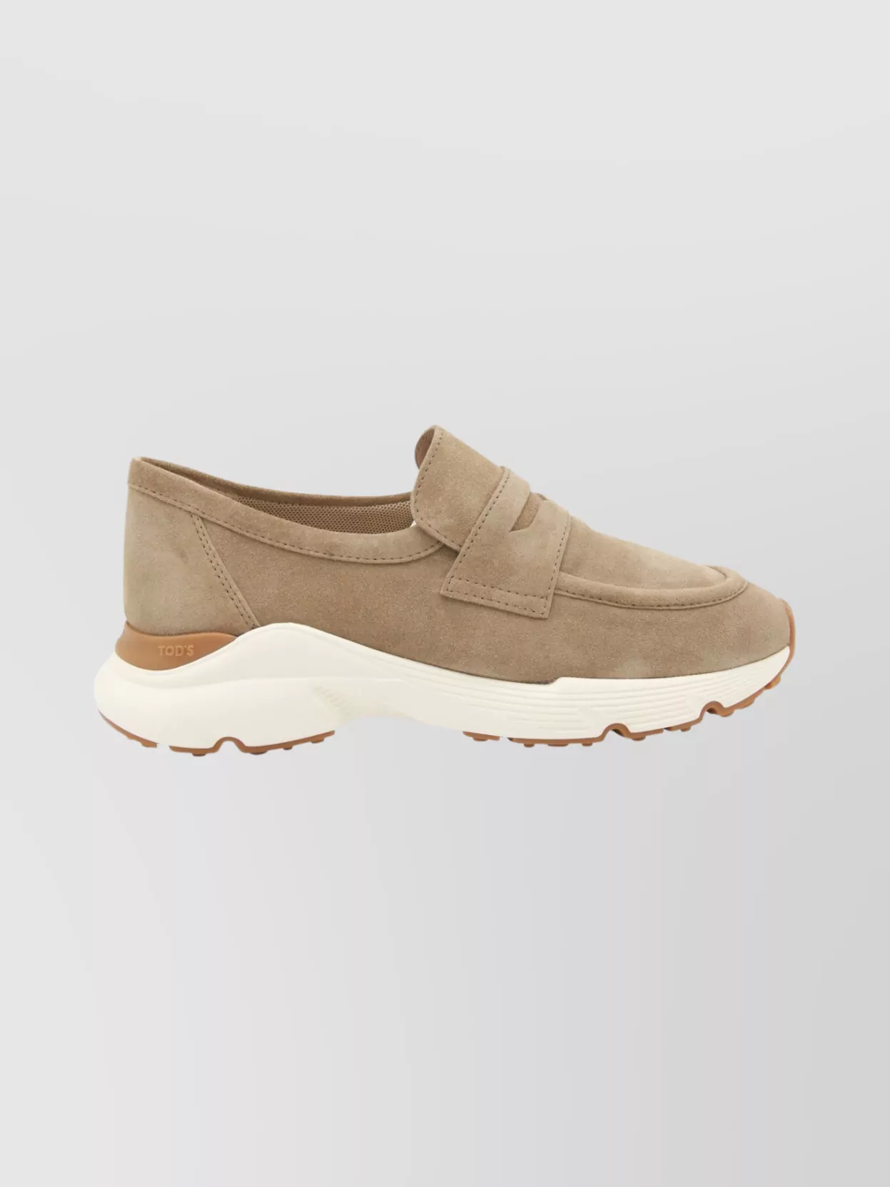 Tod's Suede Loafers With Rubber Sole And Round Toe