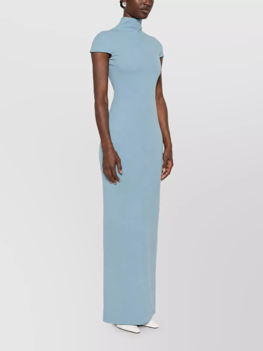 Solace London Mock Neck Short Sleeve Maxi Dress