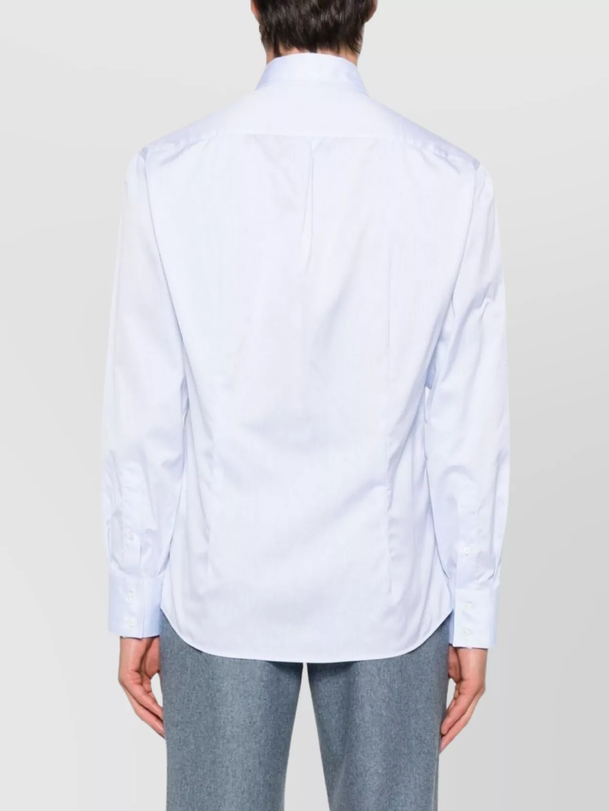 Brunello Cucinelli Cotton Shirt With Button-Down Collar And Curved Hem