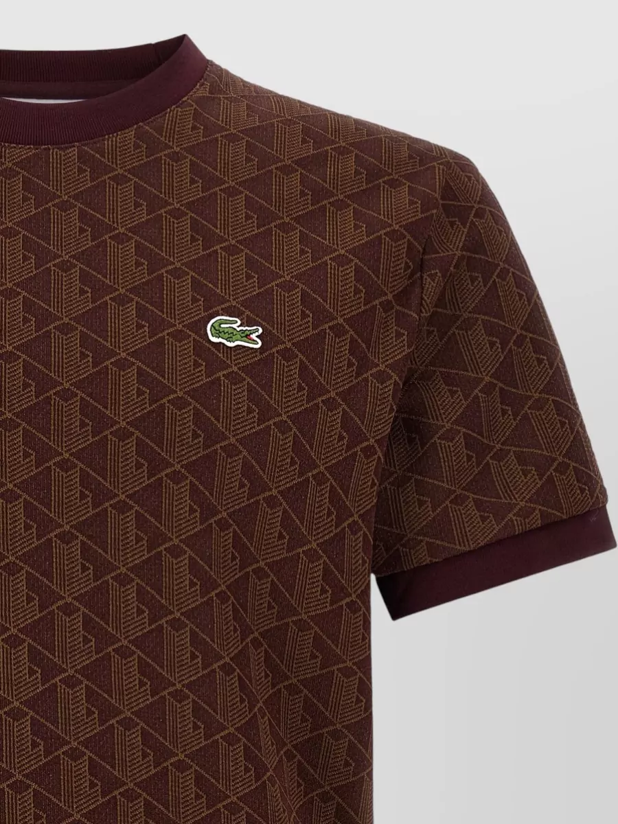 Lacoste Jacquard Monogram Logo Print Regular Fit T Shirt