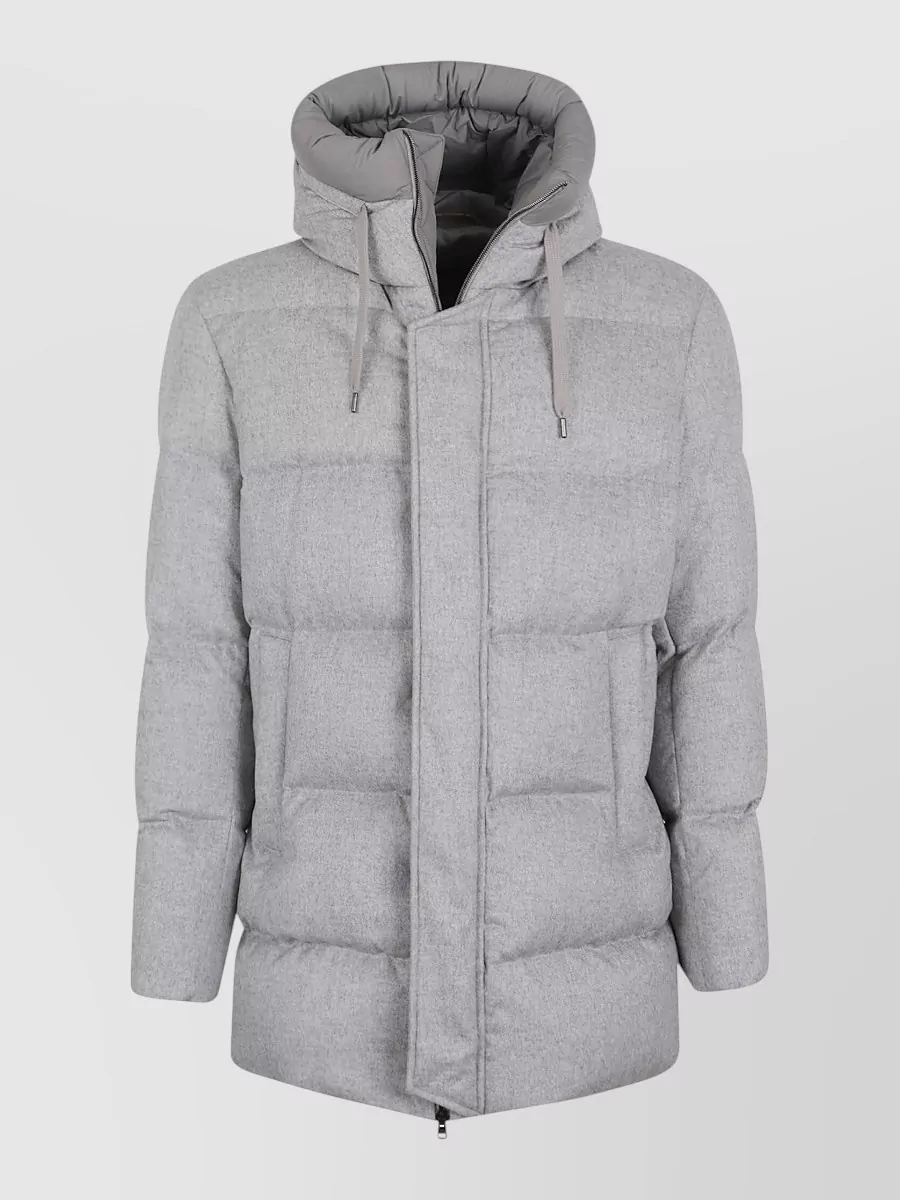 Herno Long Hooded Jacket High Collar Quilted