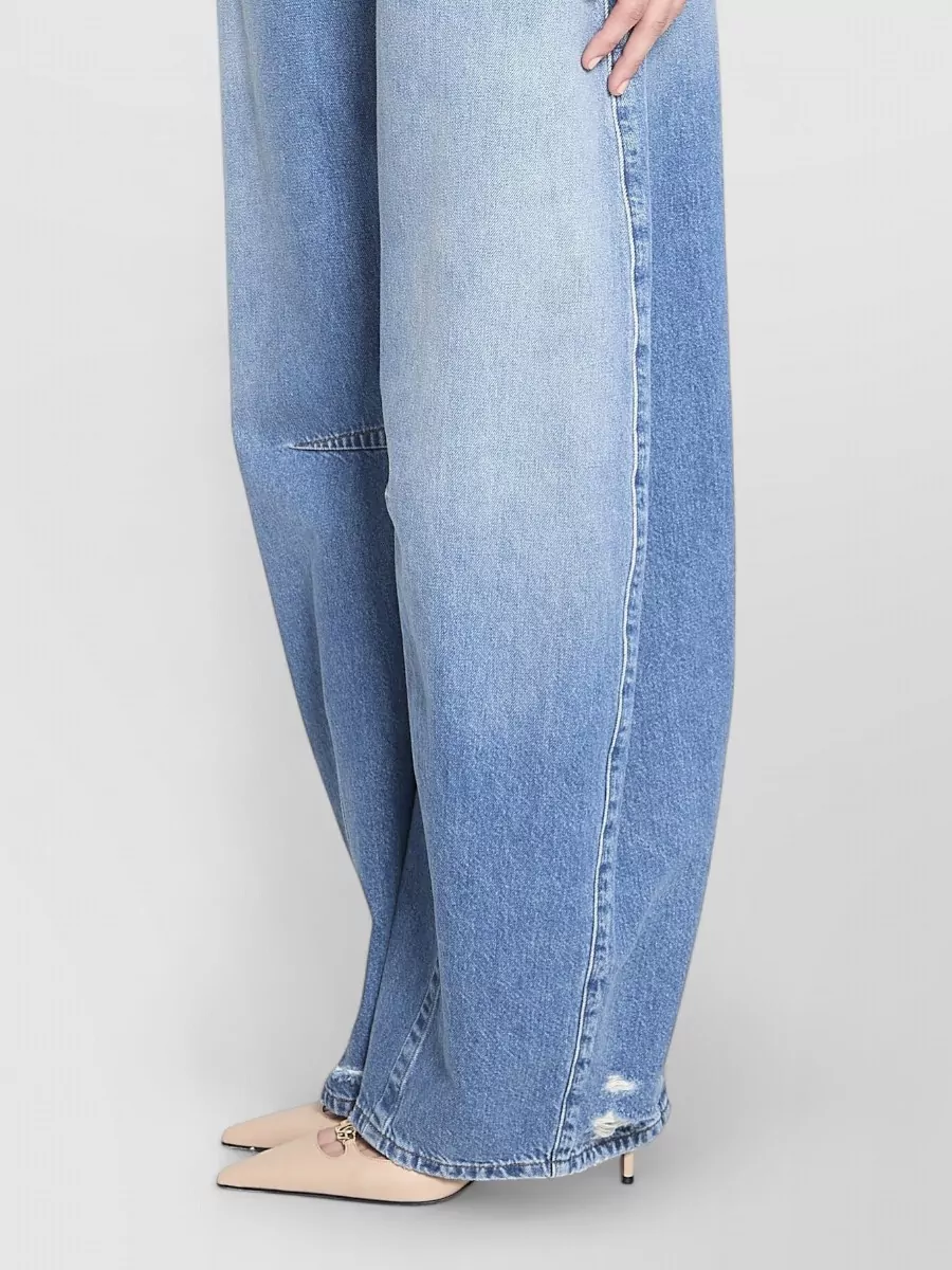 Dolce&Gabbana Denim Ripped Mid-Rise Barrel-Leg Trousers