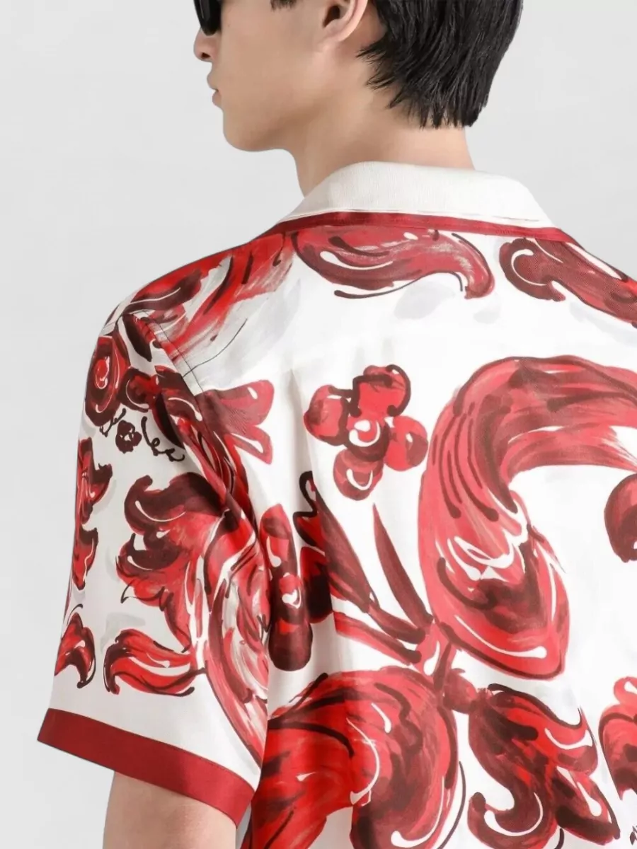 Dolce&Gabbana Silk Printed Short-Sleeve Shirt