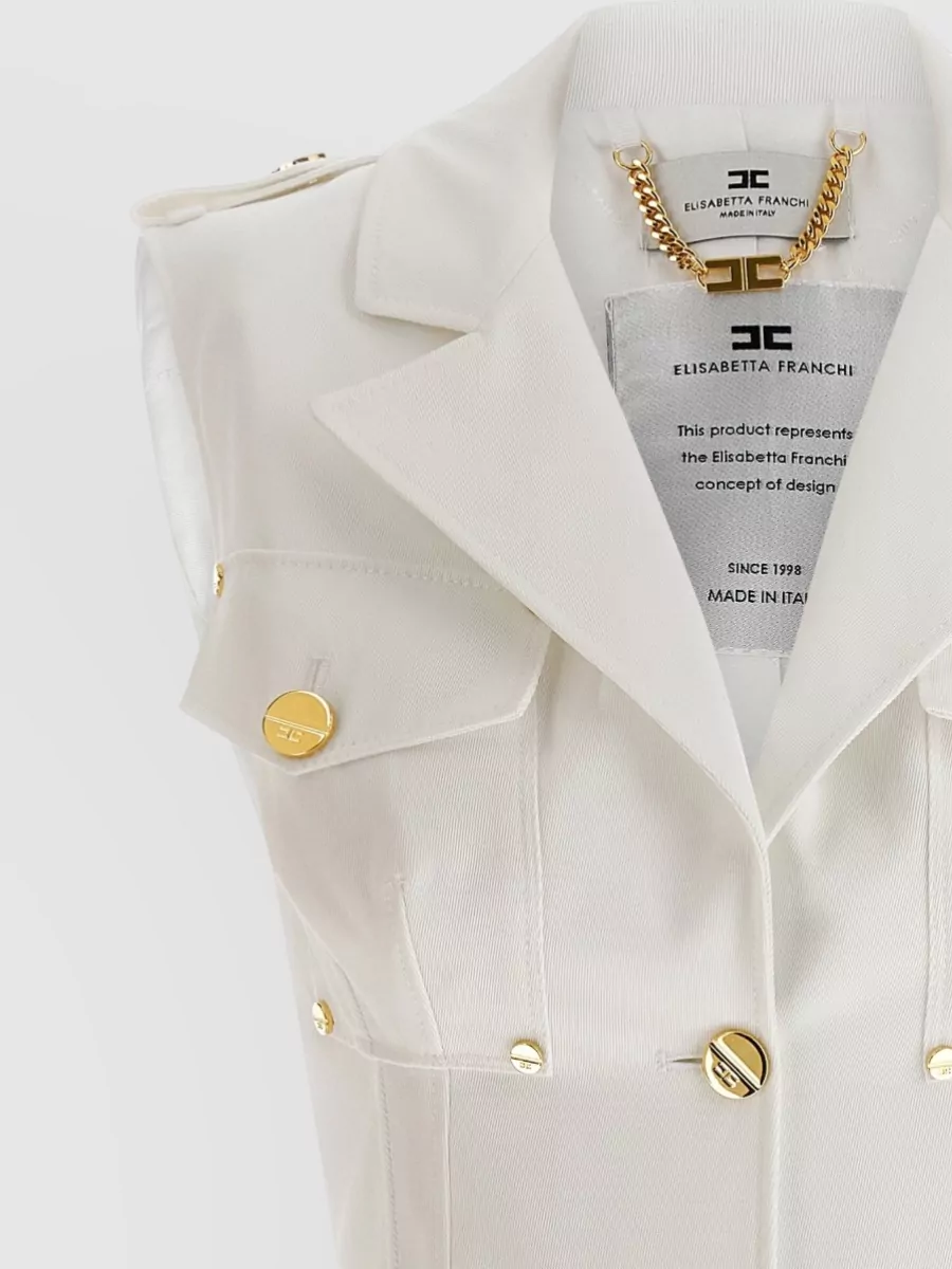 Elisabetta Franchi Double Breasted Sleeveless Dress Gold Buttons