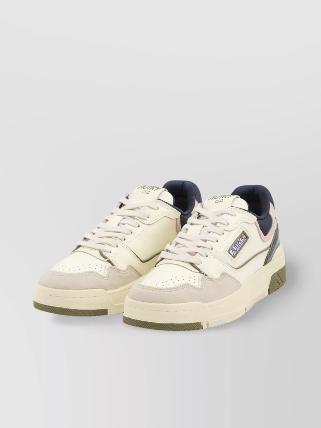 Autry Low Top Sneakers Leather Accents In Neutral