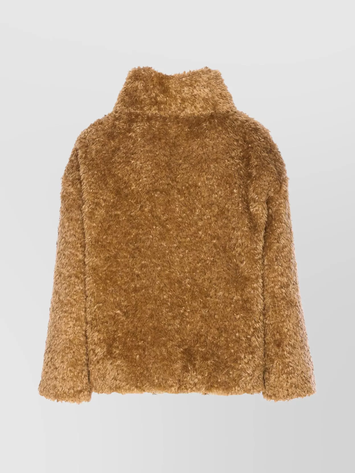 Herno Faux Fur Coat With Leather Belt In Brown