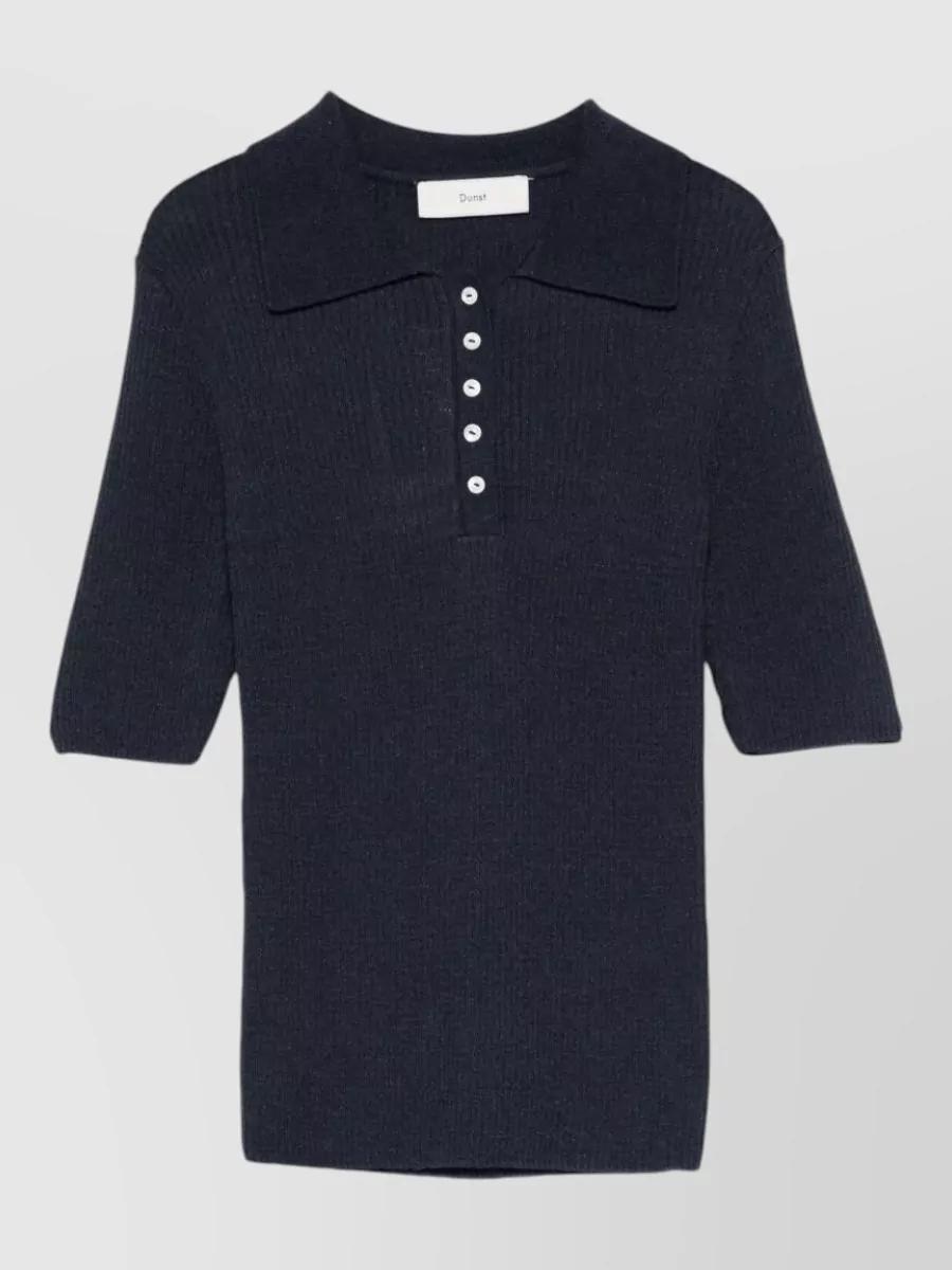 Dunst ribbed knit slim-fit polo shirt