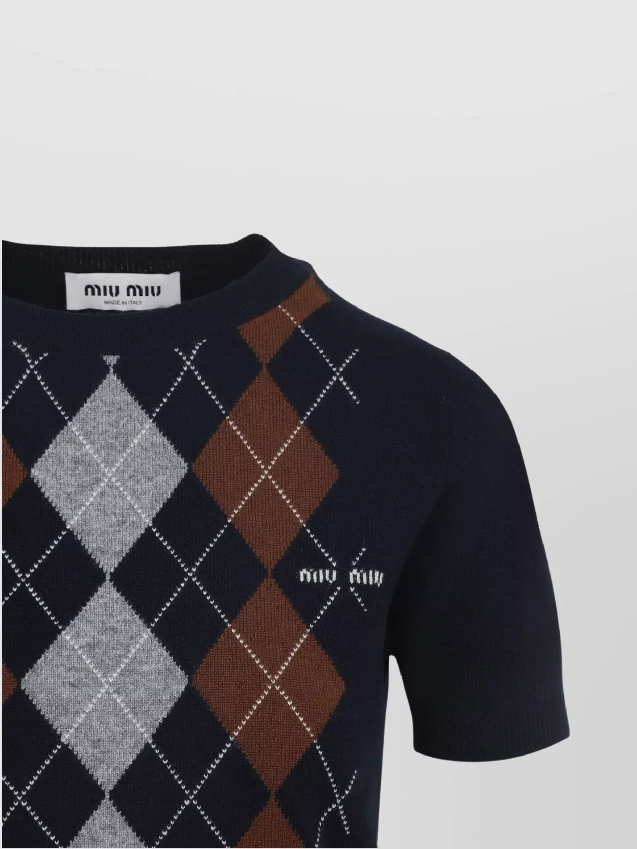 Miu Miu Cashmere Argyle Front Pullover