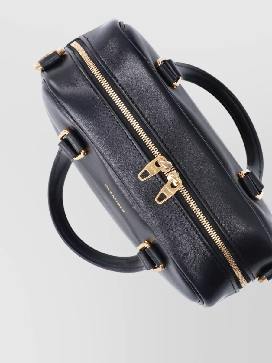 Jil Sander Black Leather Small Vision Handbag