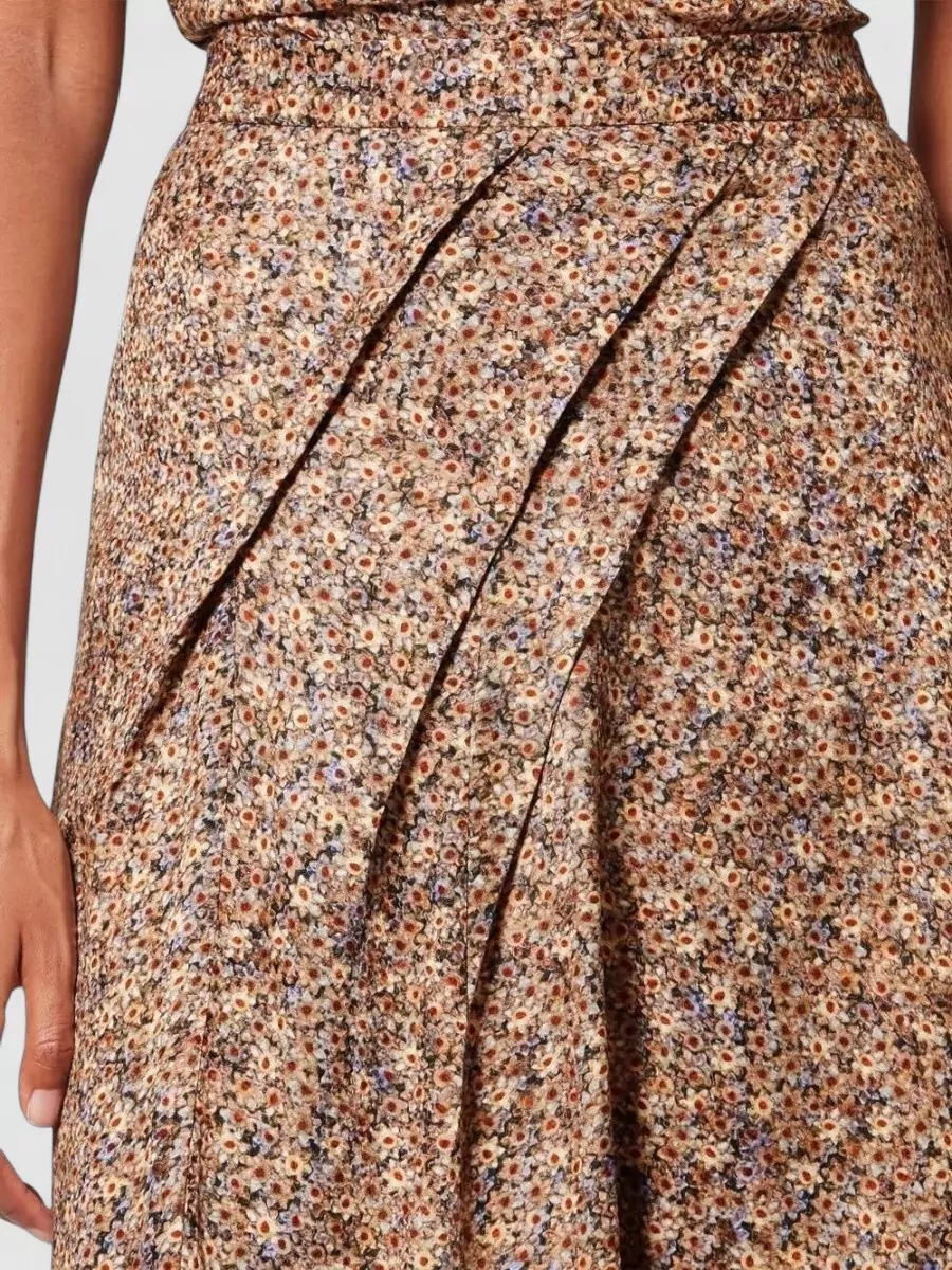 Isabel Marant High Waist Asymmetrical Midi Skirt Floral Draped