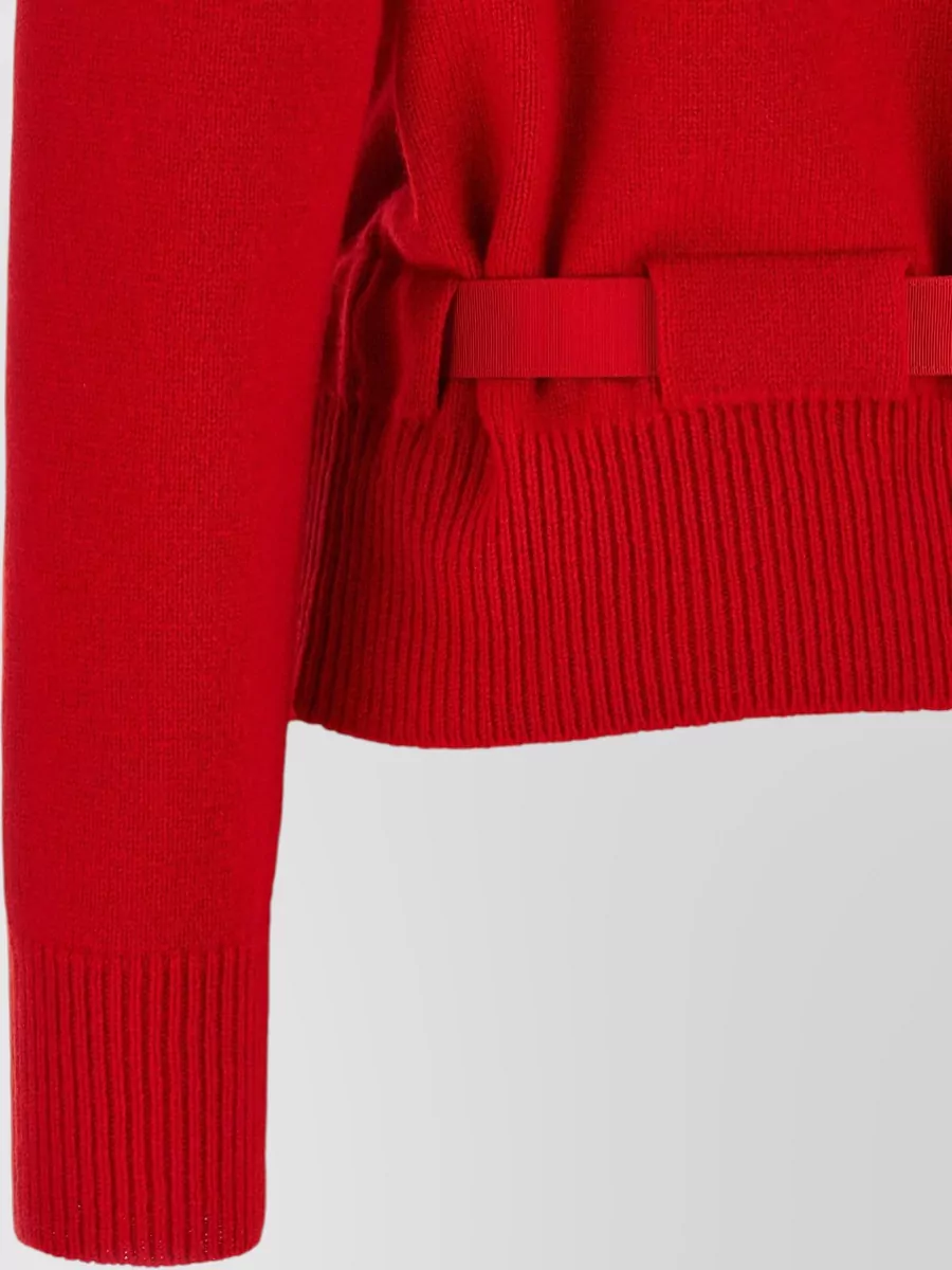 Ferragamo Cashmere Ribbed Cropped Belted Cardigan