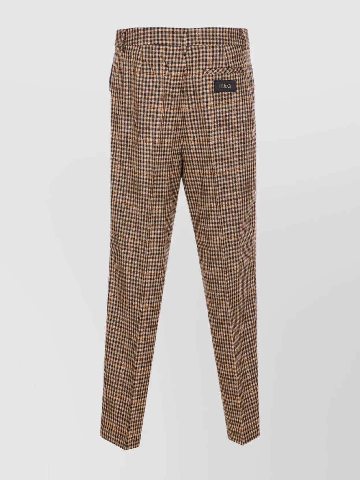 Liu •jo Tailored Trousers With Check Motif And Jewels Button In Brown