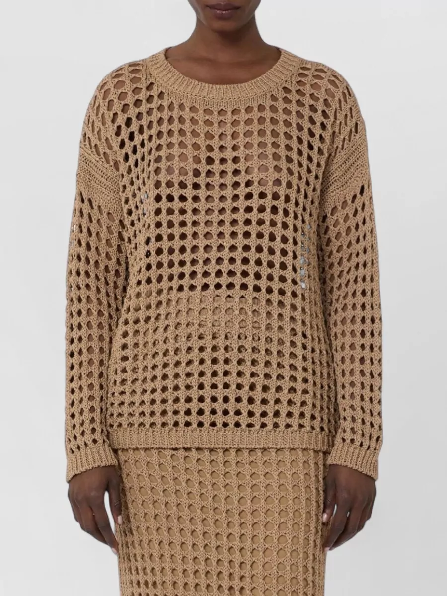 Max Mara Cotton Mesh Crew Neck Jumper