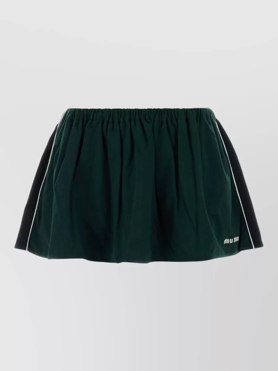 Miu Miu Cotton Logo-Embroidered Mini Skirt