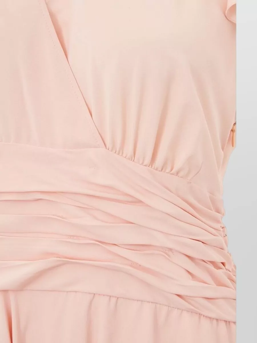 Lardini V-Neck Wrap Ruffled Asymmetric Midi Dress