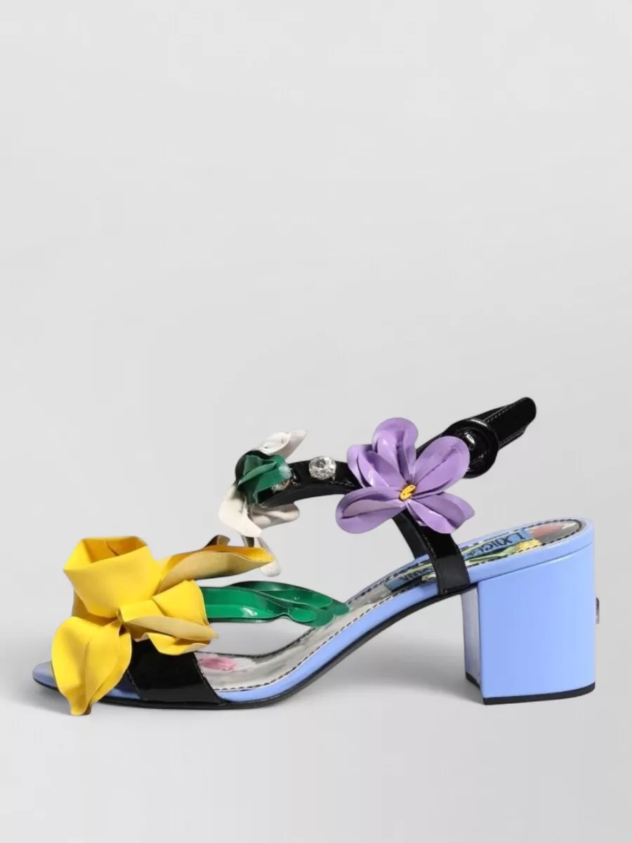 Dolce&Gabbana Floral Crystal-Embellished Leather Sandals