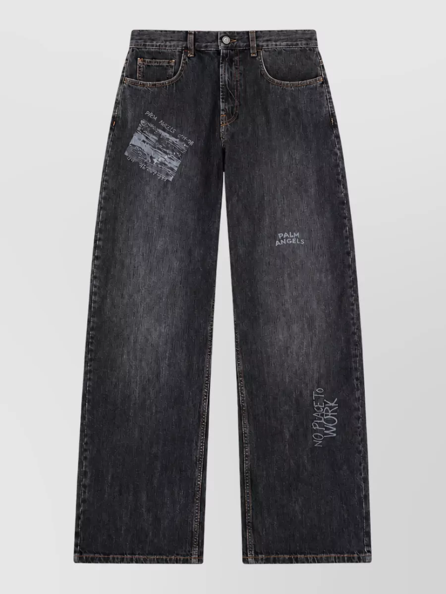Palm Angels loose denim 5 pocket jeans
