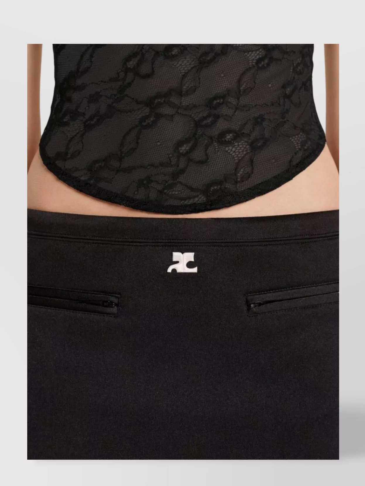 Courrèges High Waist Midi Skirt With Zip Pockets In Black