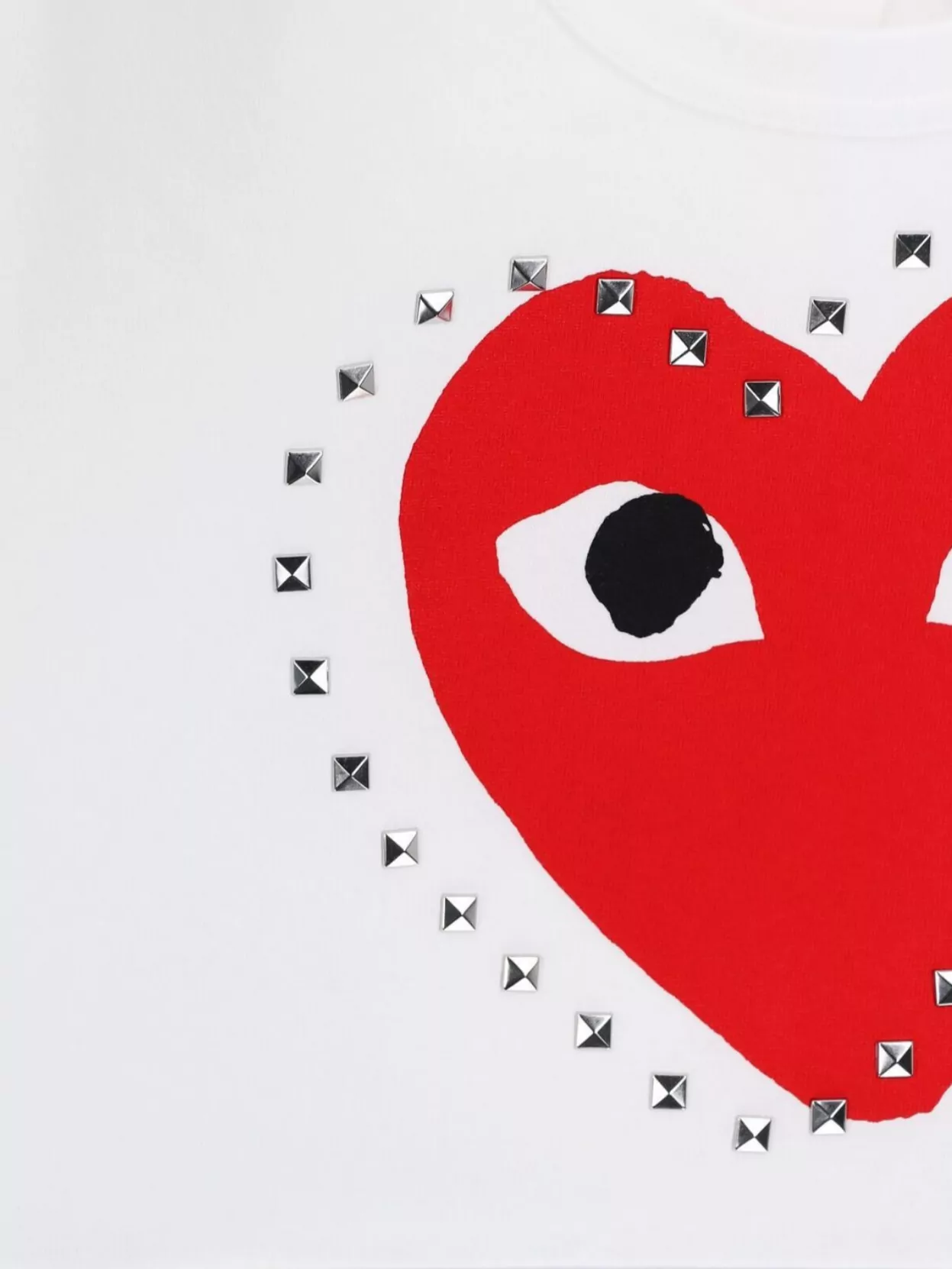 Comme Des Garçons Play Crew Neck Graphic Print Stud Embellishments