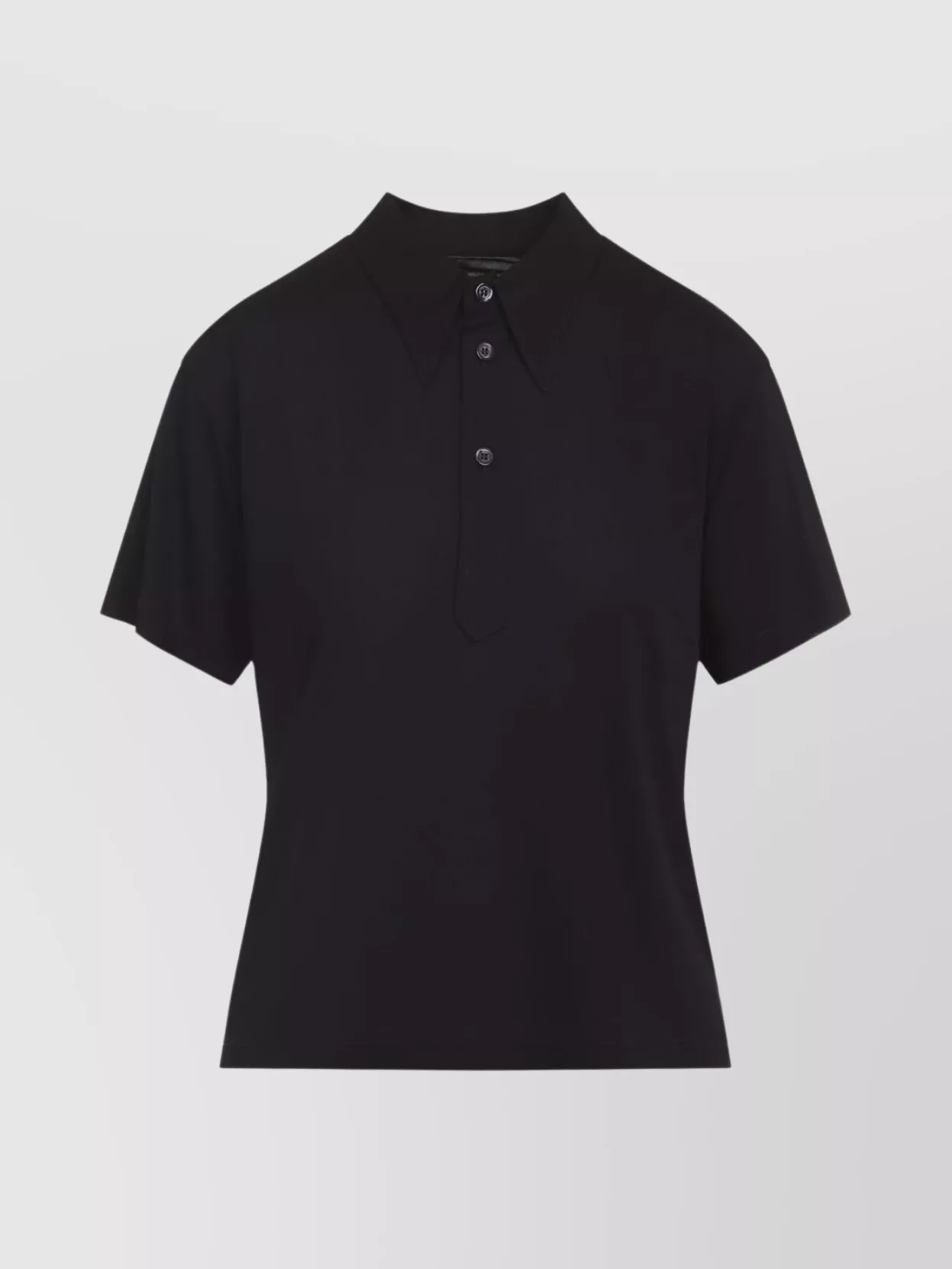 Maison Margiela Polo Shirt With Short Sleeves And Straight Hem In Black