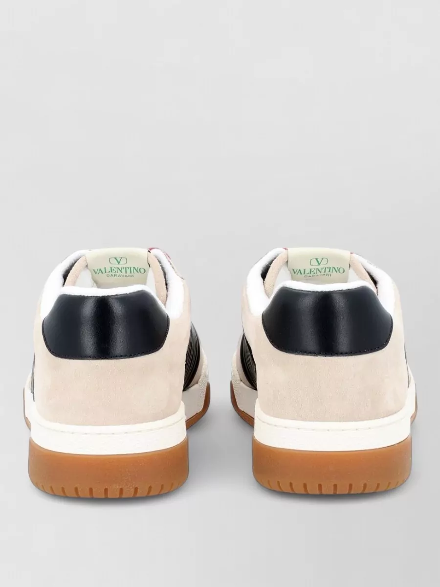 Valentino Garavani Logo Leather And Suede Panel Sneakers