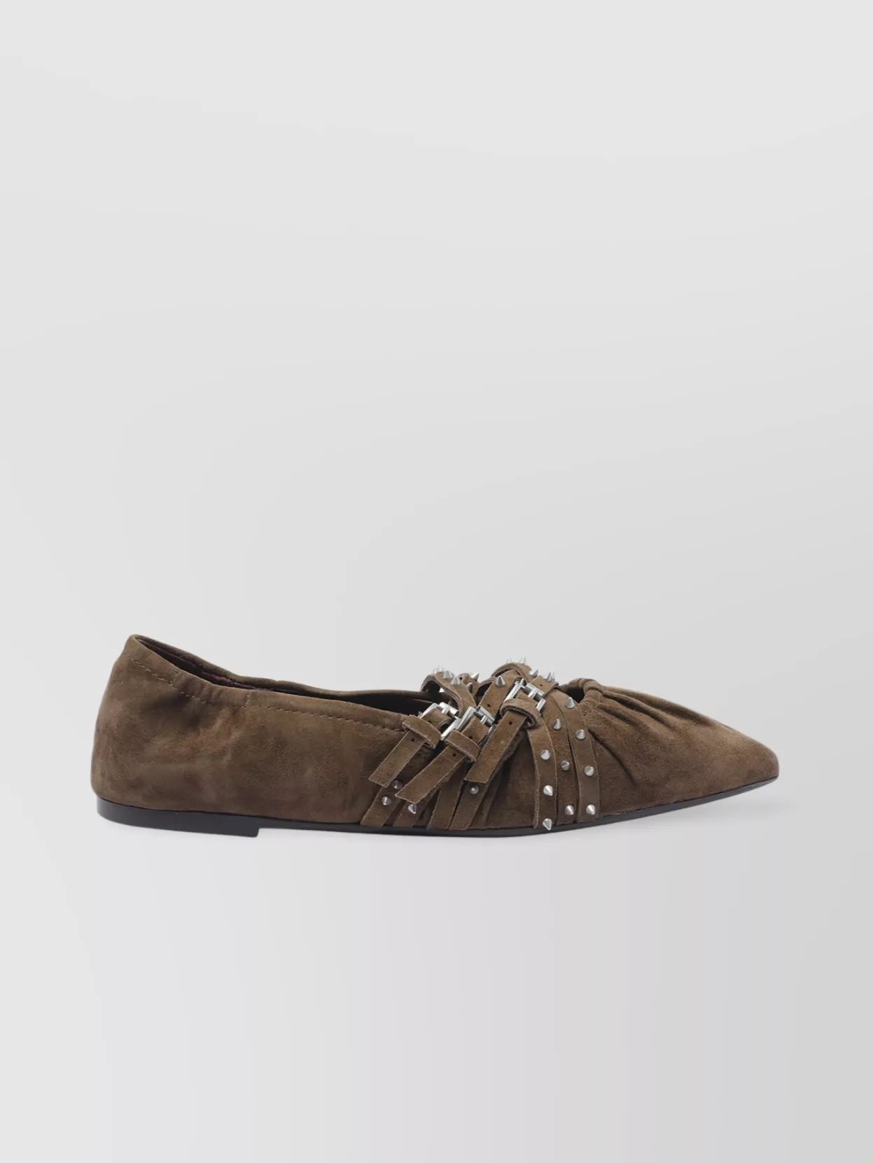 Ash Buckled Pointed Toe Ballerina Shoes