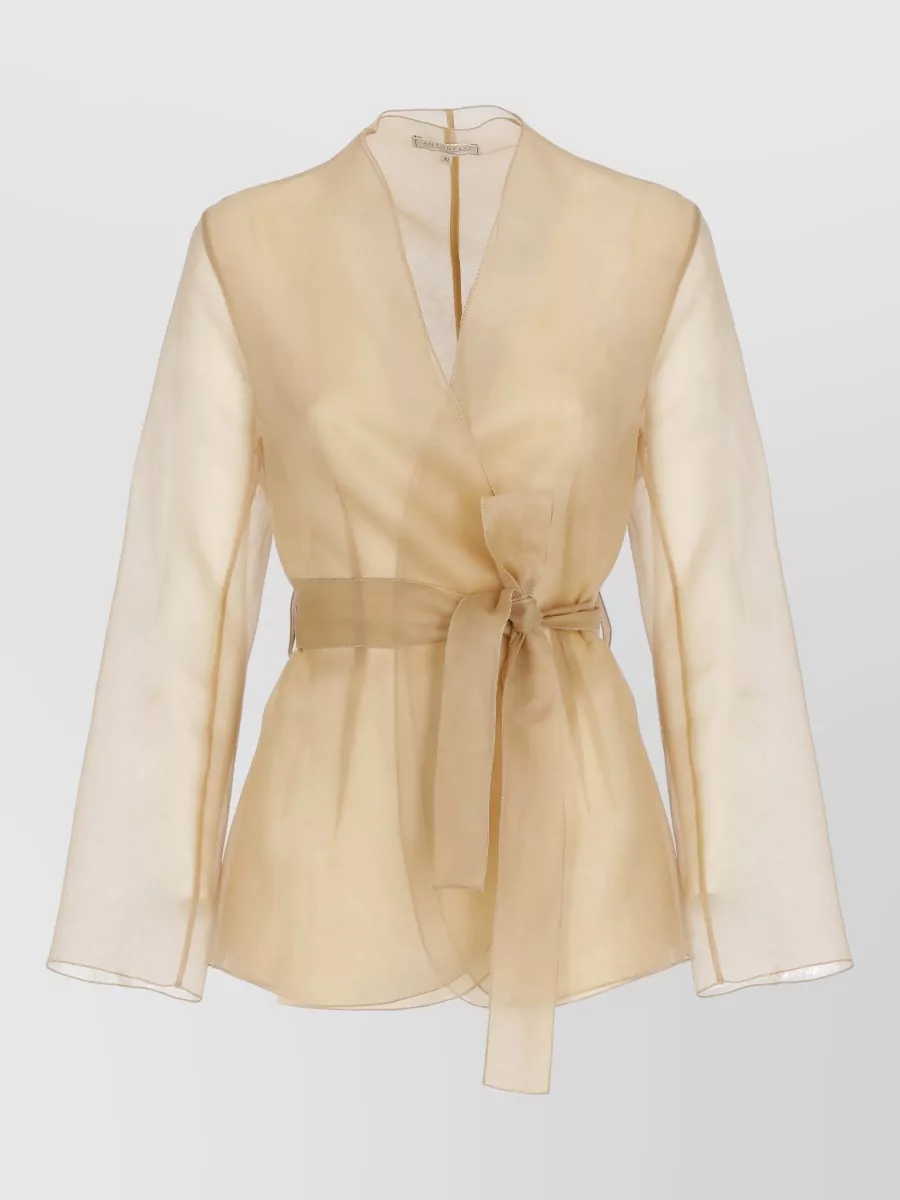 Antonelli Firenze silk belted long-sleeve blazer