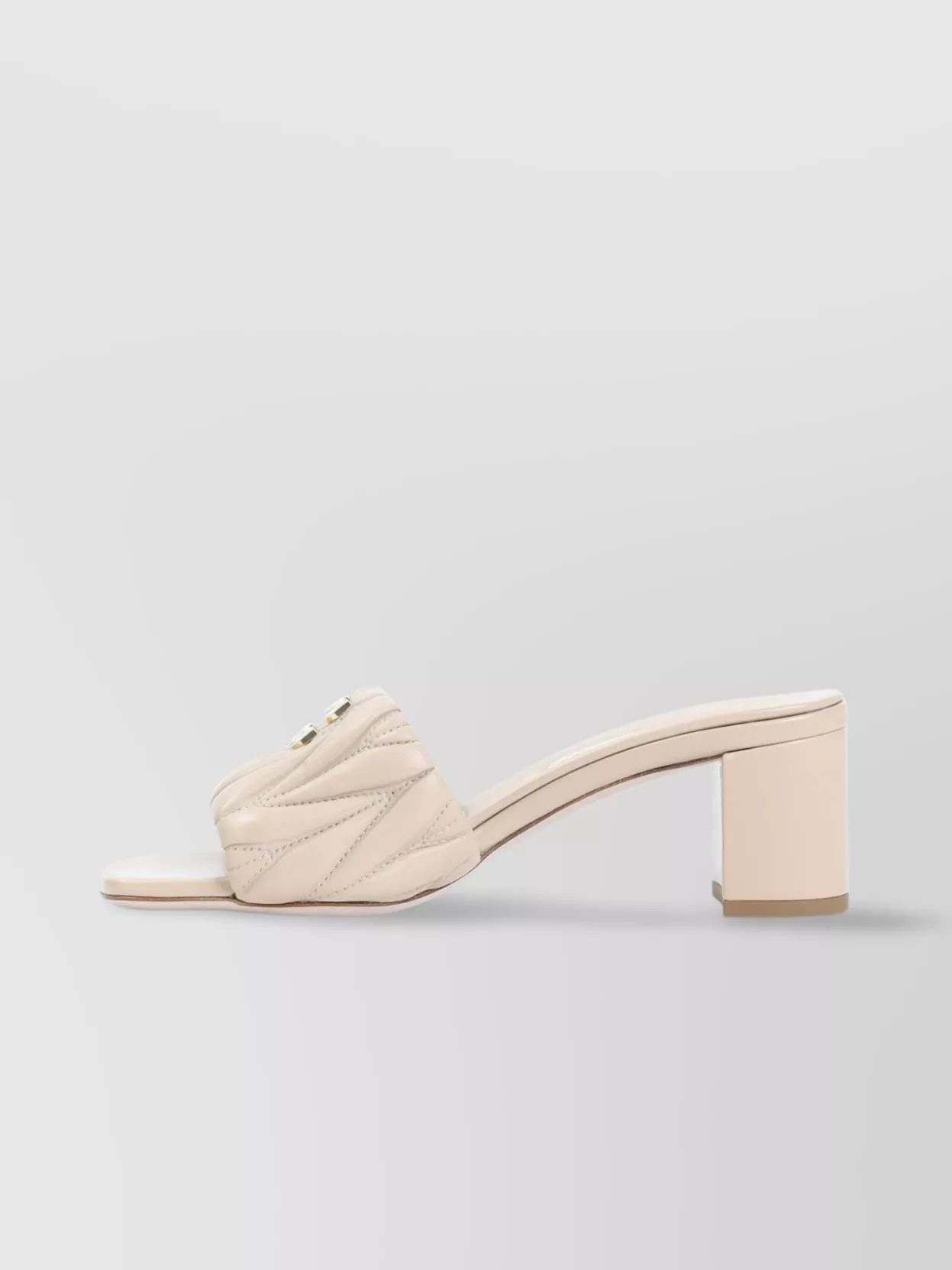 Miu Miu Lamb Leather Sandals With Covered Block Heel In Neutrals