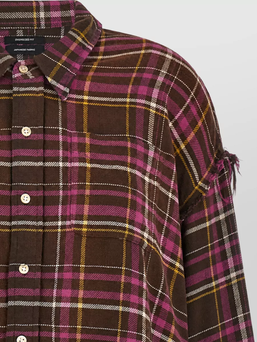 R13 Plaid Fringed Oversized Cotton Shirt Jacket