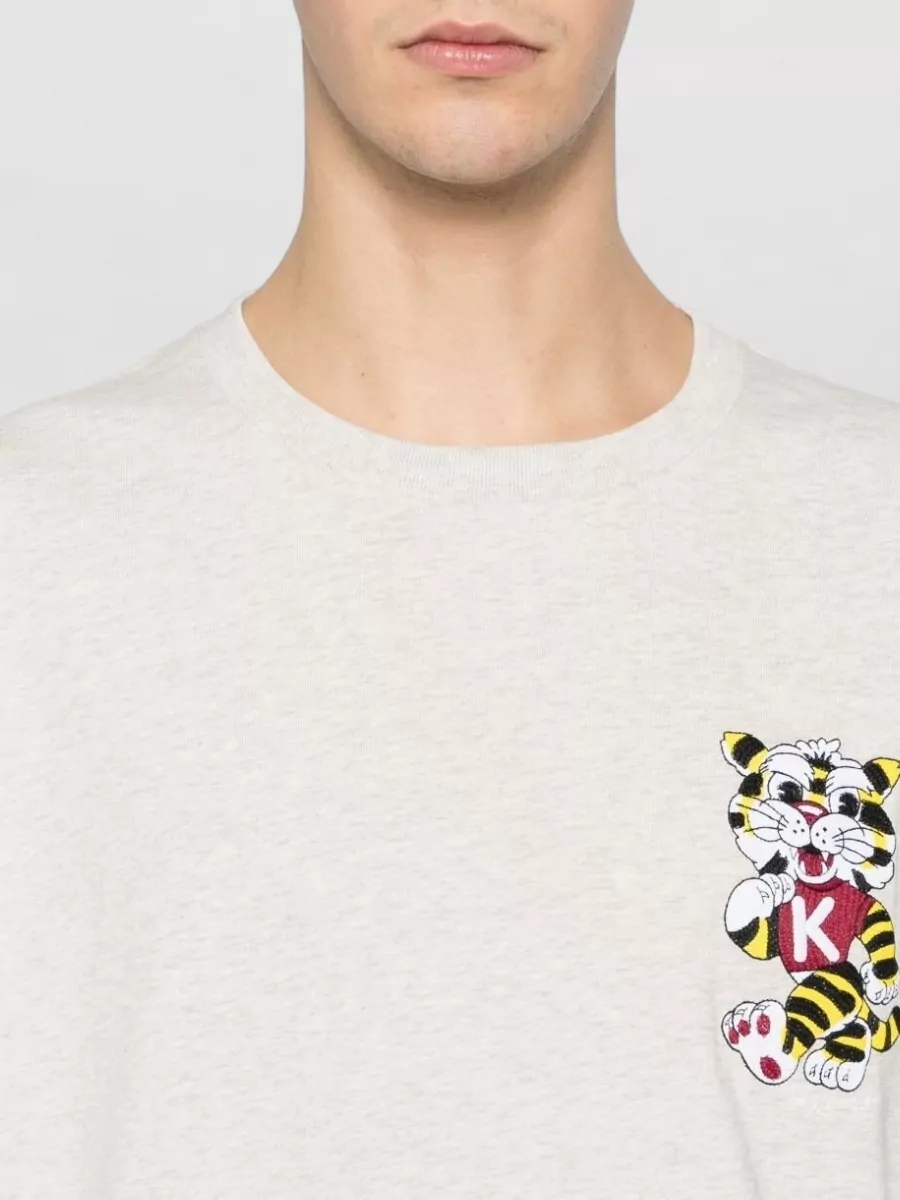 Kenzo Silk Blend Crew Neck Graphic T Shirt