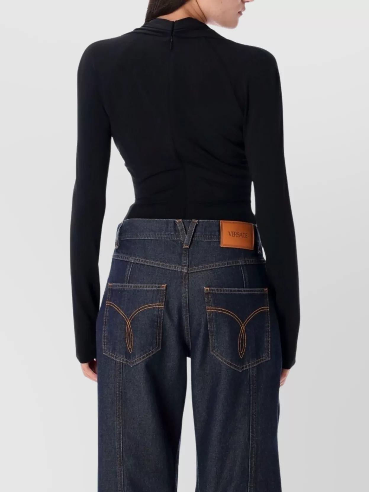 Versace Safety Pin Draped Bodysuit