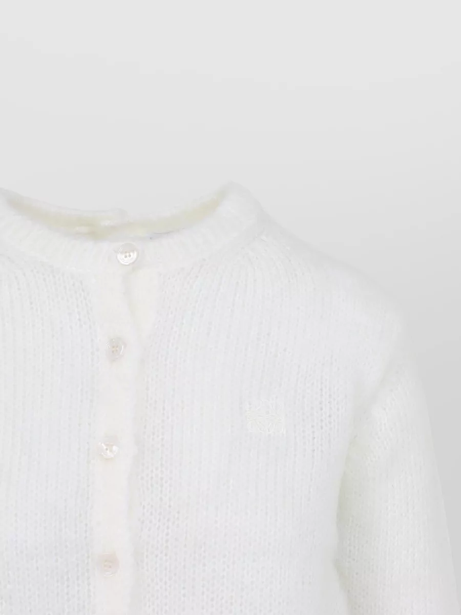 Loewe Crew Neck Cardigan Straight Fit Textured Knit Ribbed