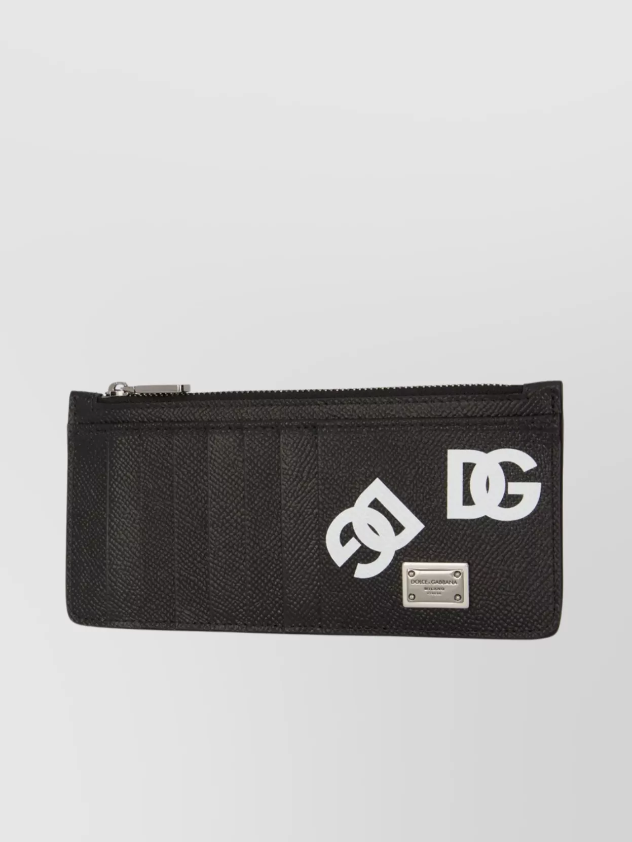 Dolce & Gabbana Textured Finish Wallet With Embossed Logo In Grey