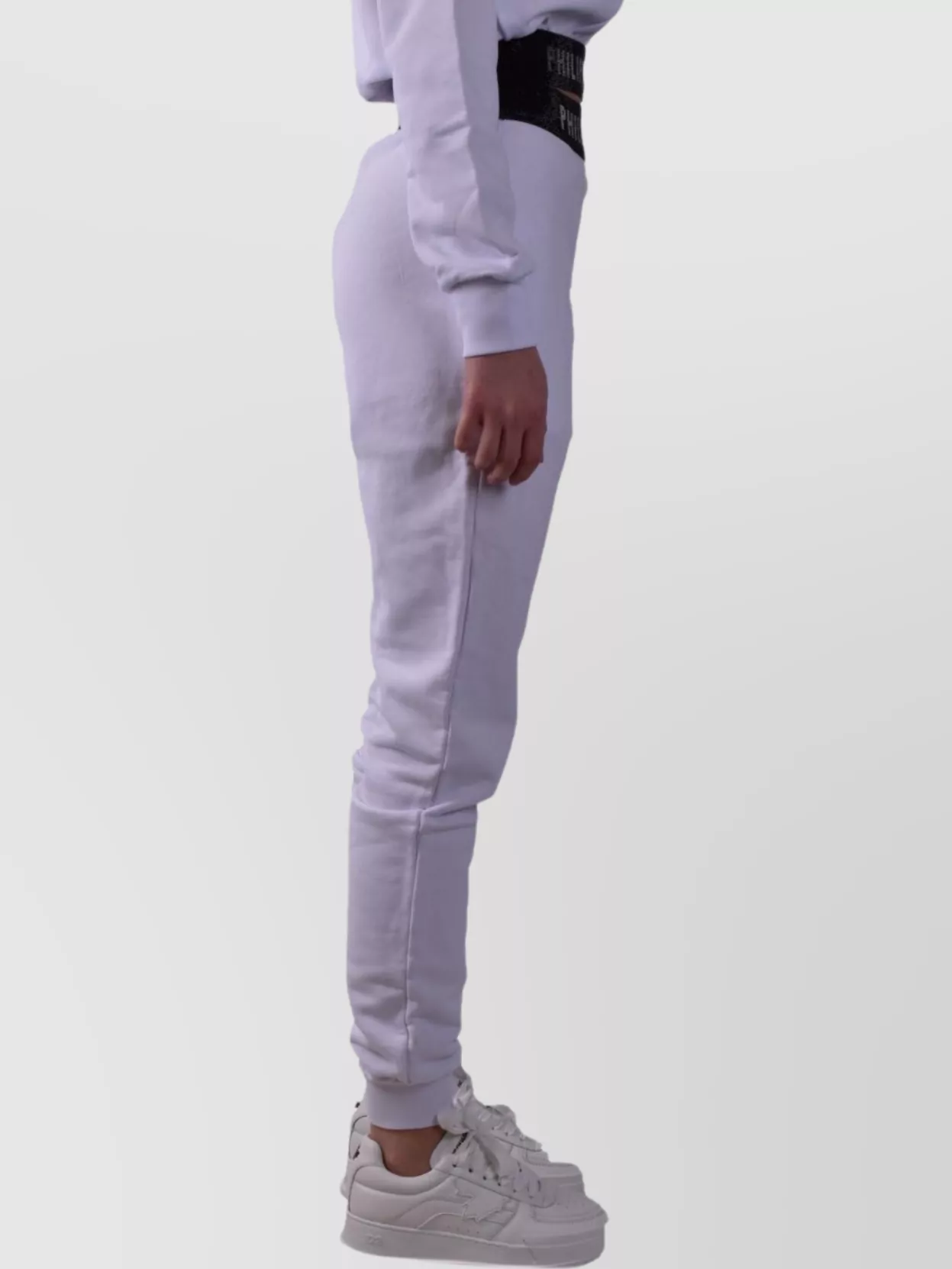 Philipp Plein Trousers Elastic Waistband Ribbed Cuffs In Purple