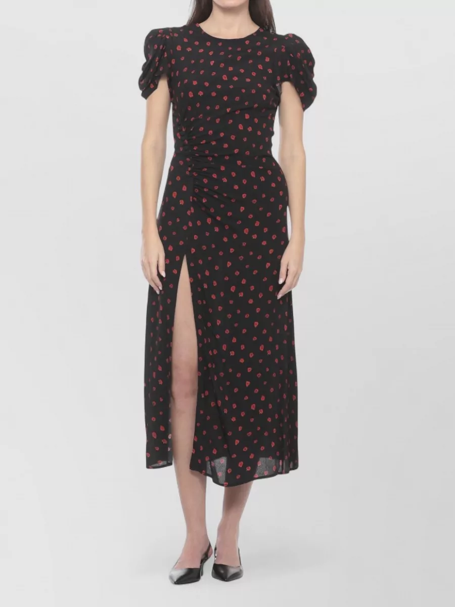 Mar De Margaritas Draped Floral-Print Short-Sleeve Maxi Dress