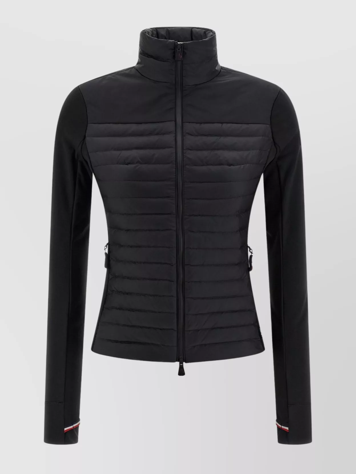 Moncler Quilted High Collar Long Sleeve Cardigan In Black