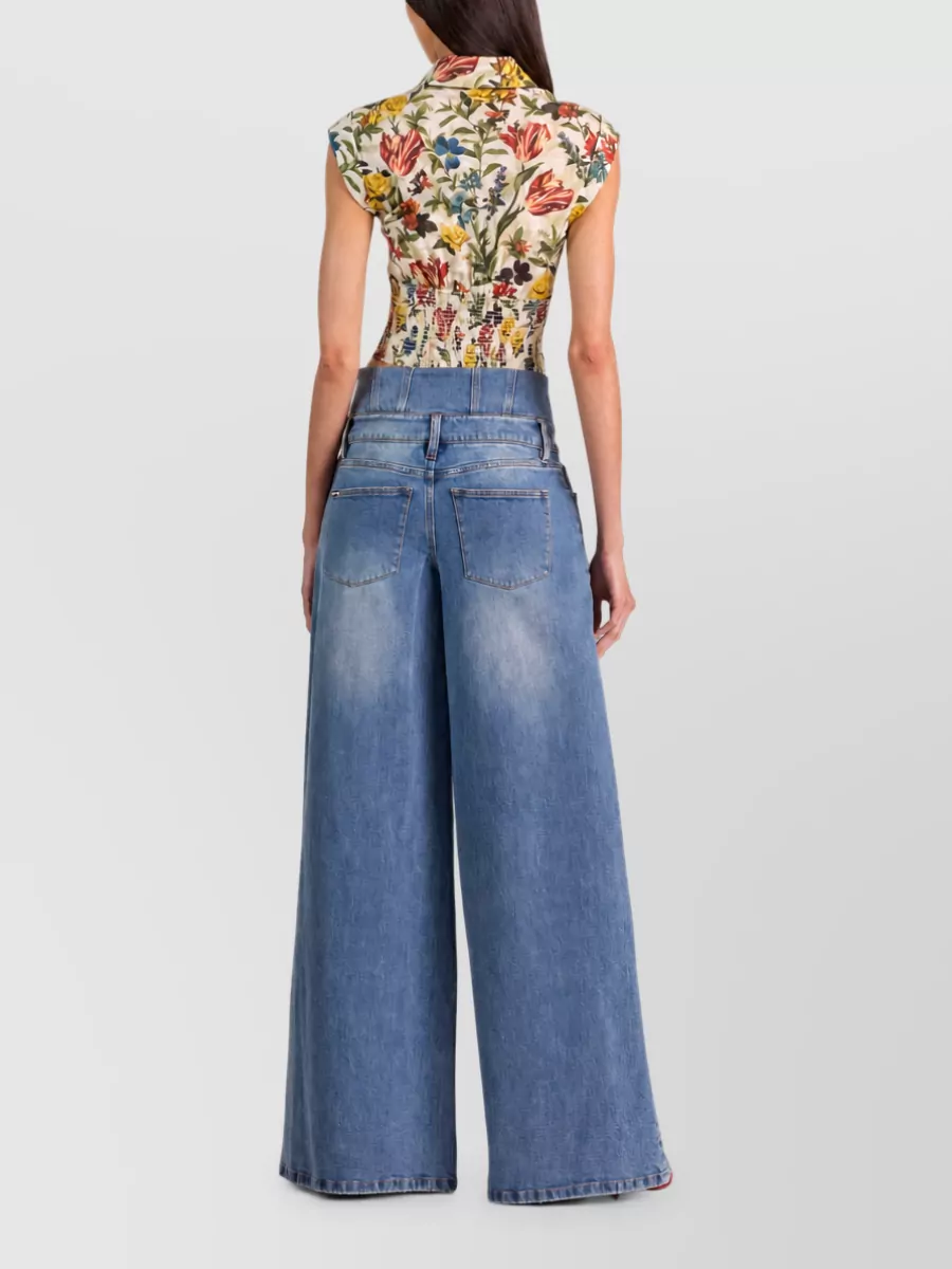 Alice + Olivia Printed Panelled Sleeveless Shirt