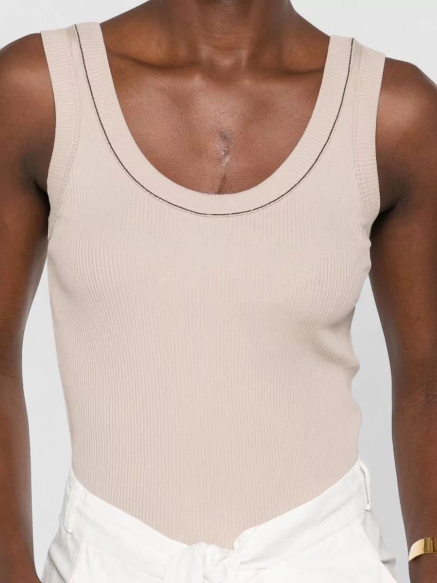 Brunello Cucinelli Ribbed Tank Top Scoop Neckline Trim