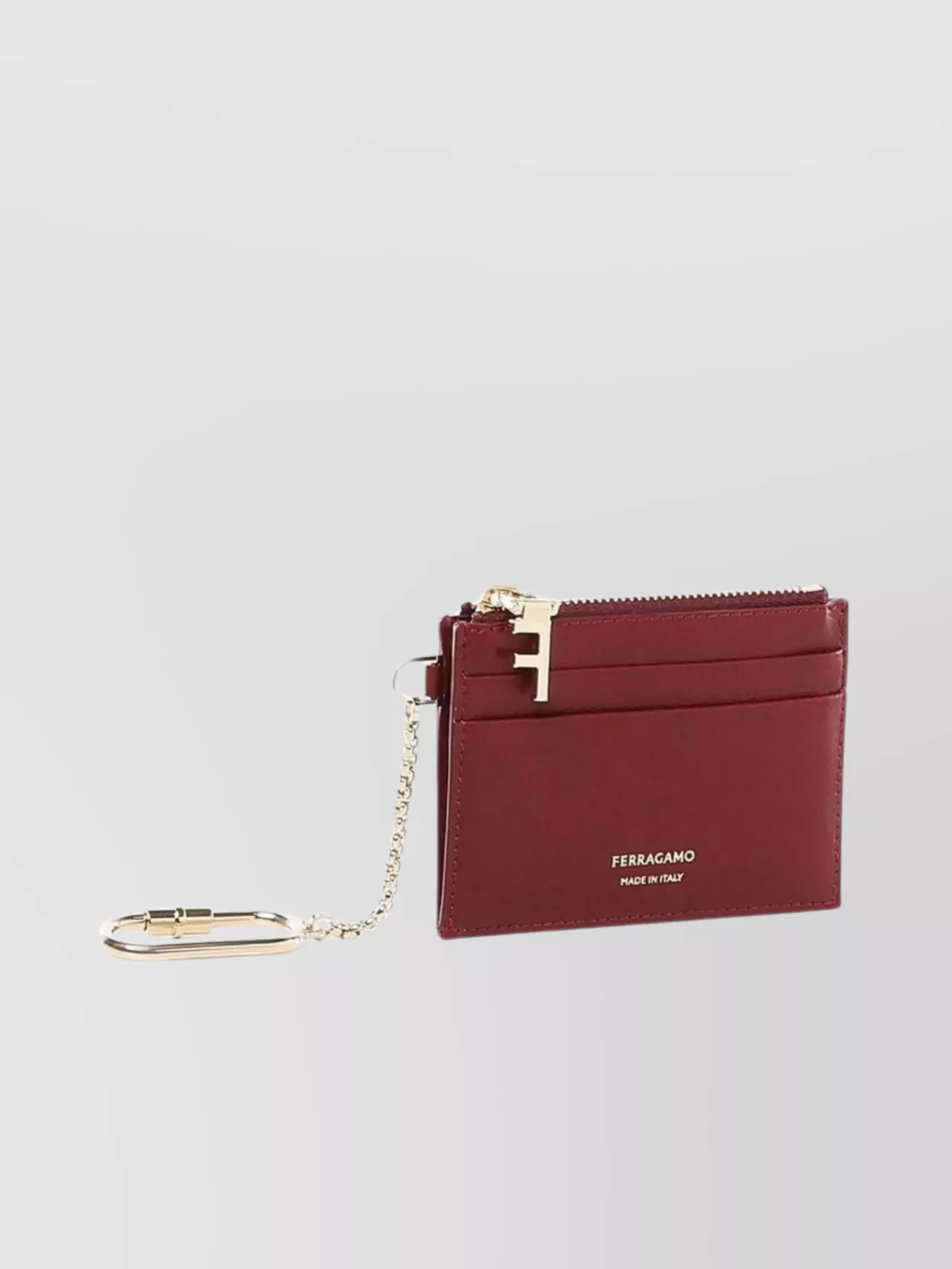 Ferragamo Bordeaux Calfskin Wallet Key Ring