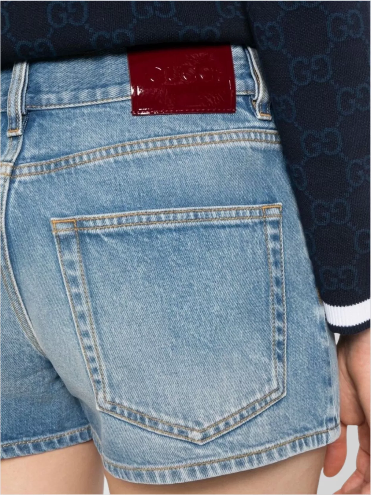 Gucci Faded Effect Cotton Denim Shorts