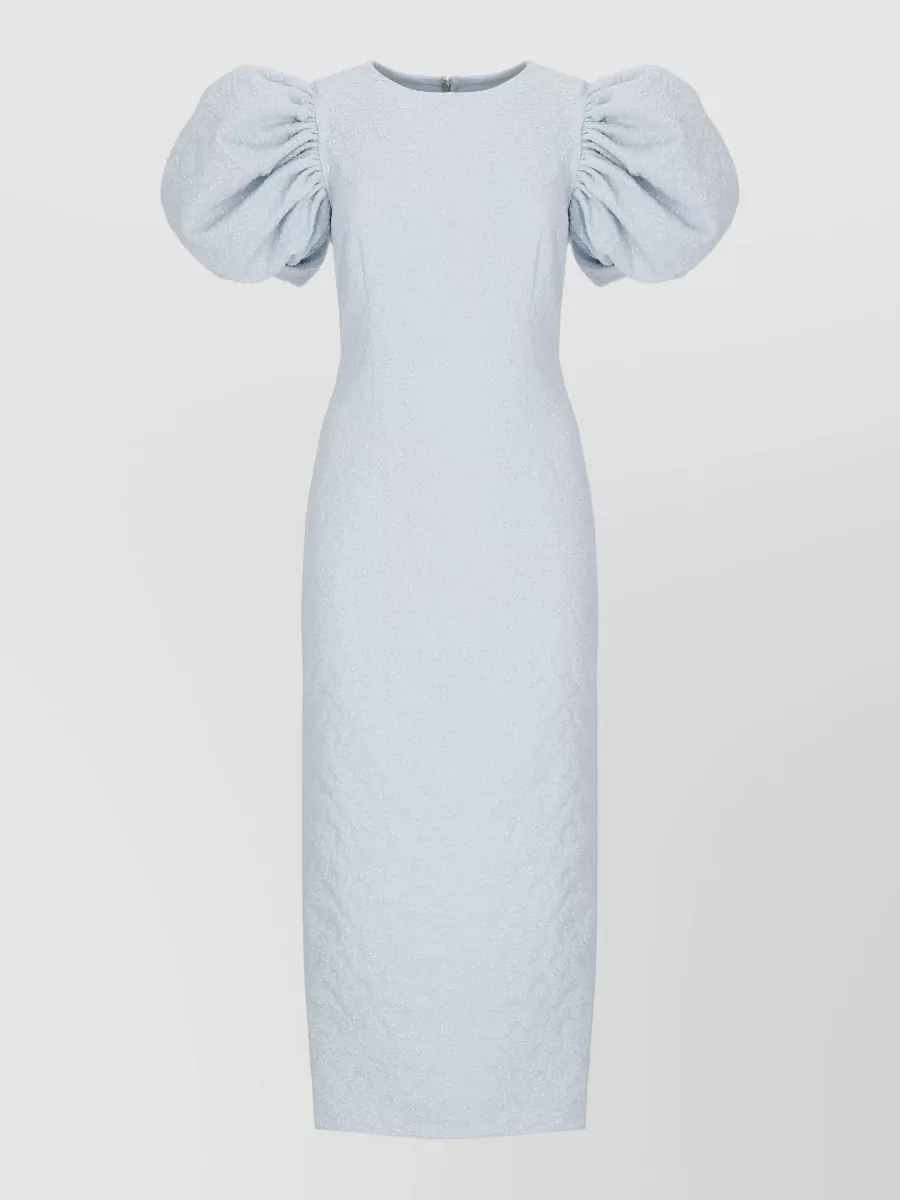 Rotate jacquard puff-sleeve midi dress