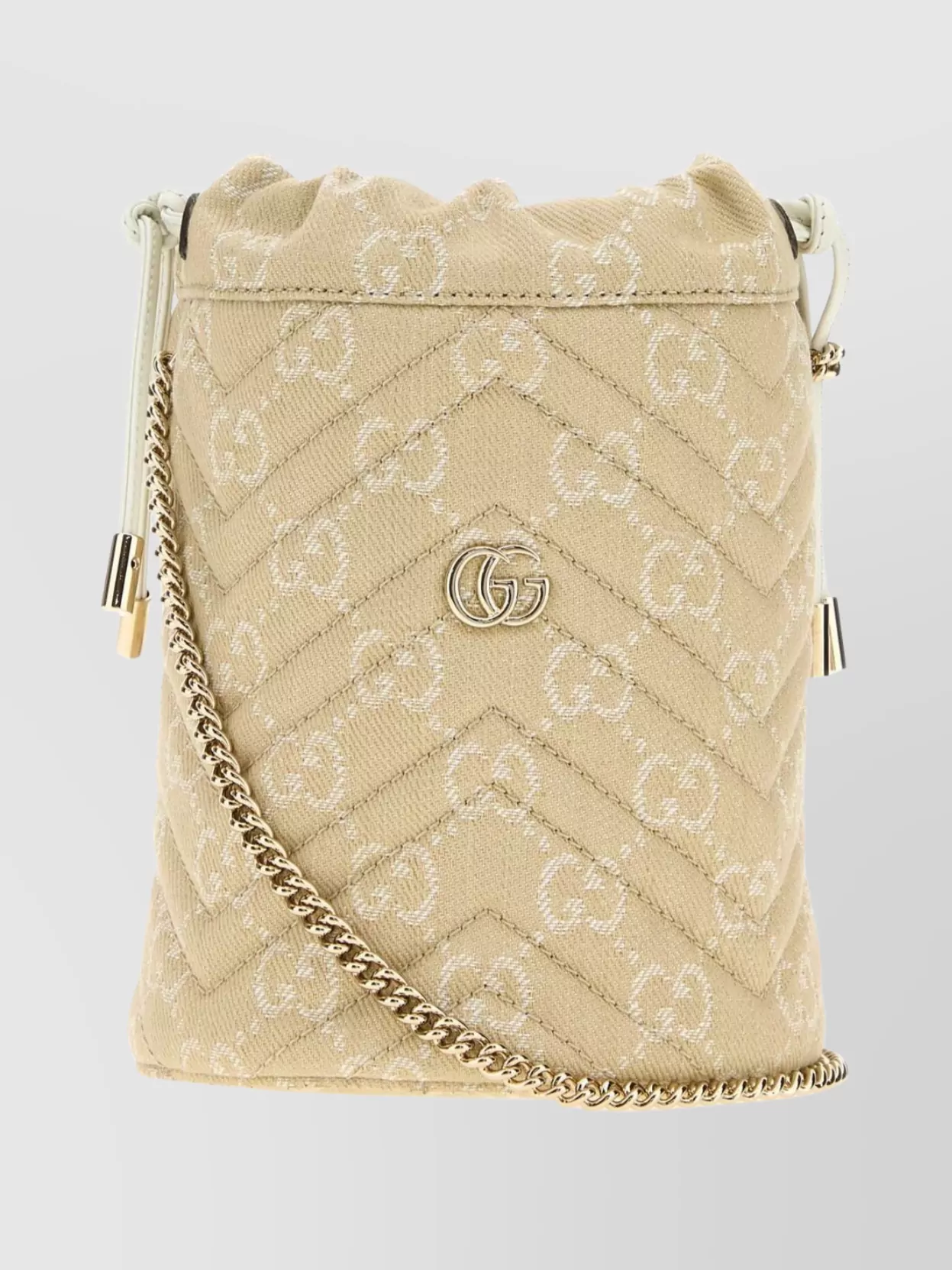 Gucci Small Marmont Bucket Bag With Chain Strap In Neutral
