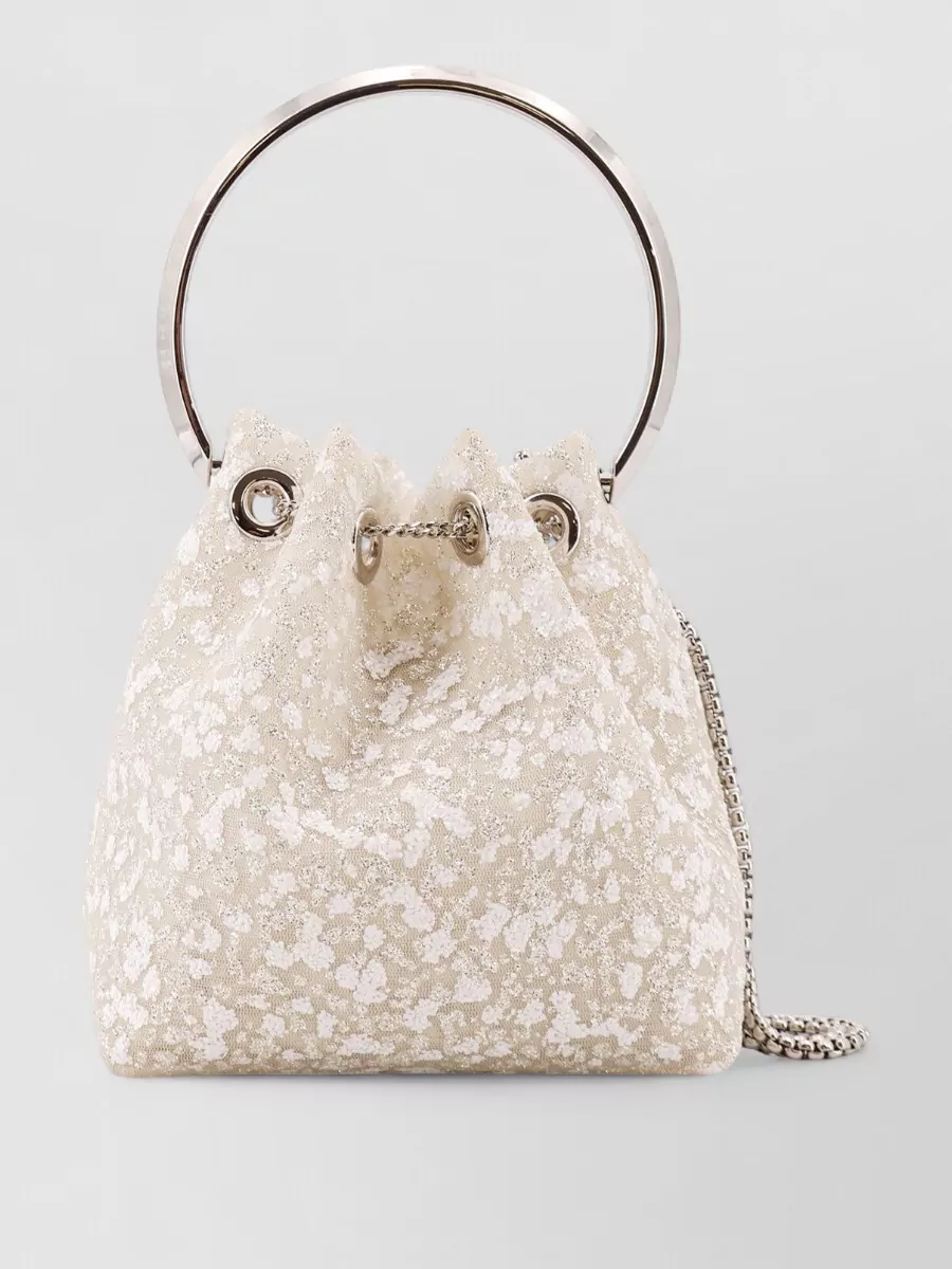 Jimmy Choo Bon Bon Mesh Bucket Bag With Micro Sequins