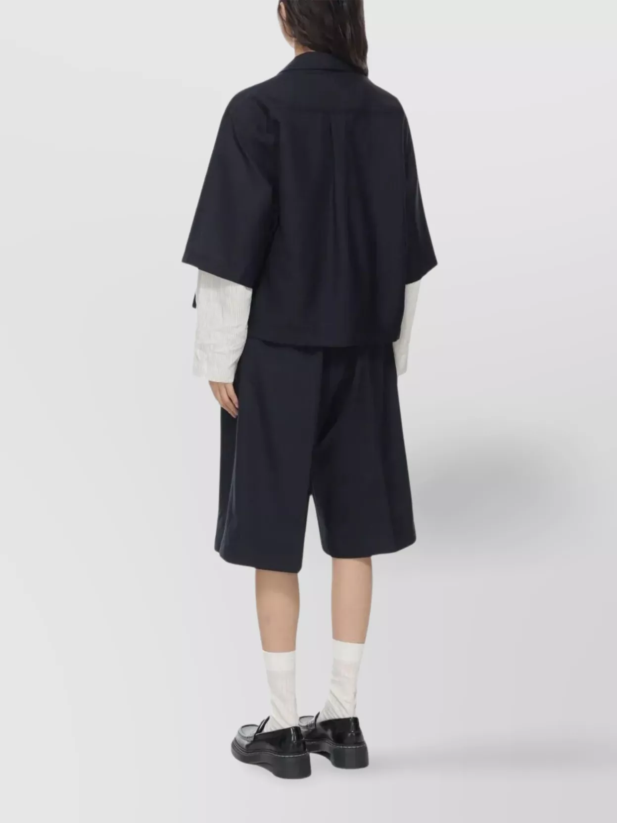Studio Nicholson Collared Cropped Semi-Sheer Short Sleeves Jacket