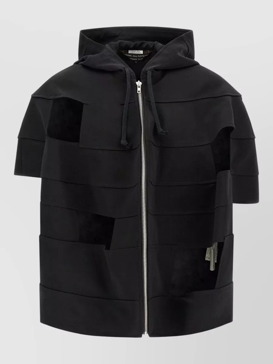 Comme des Garçons wool cutout hooded single breasted coat