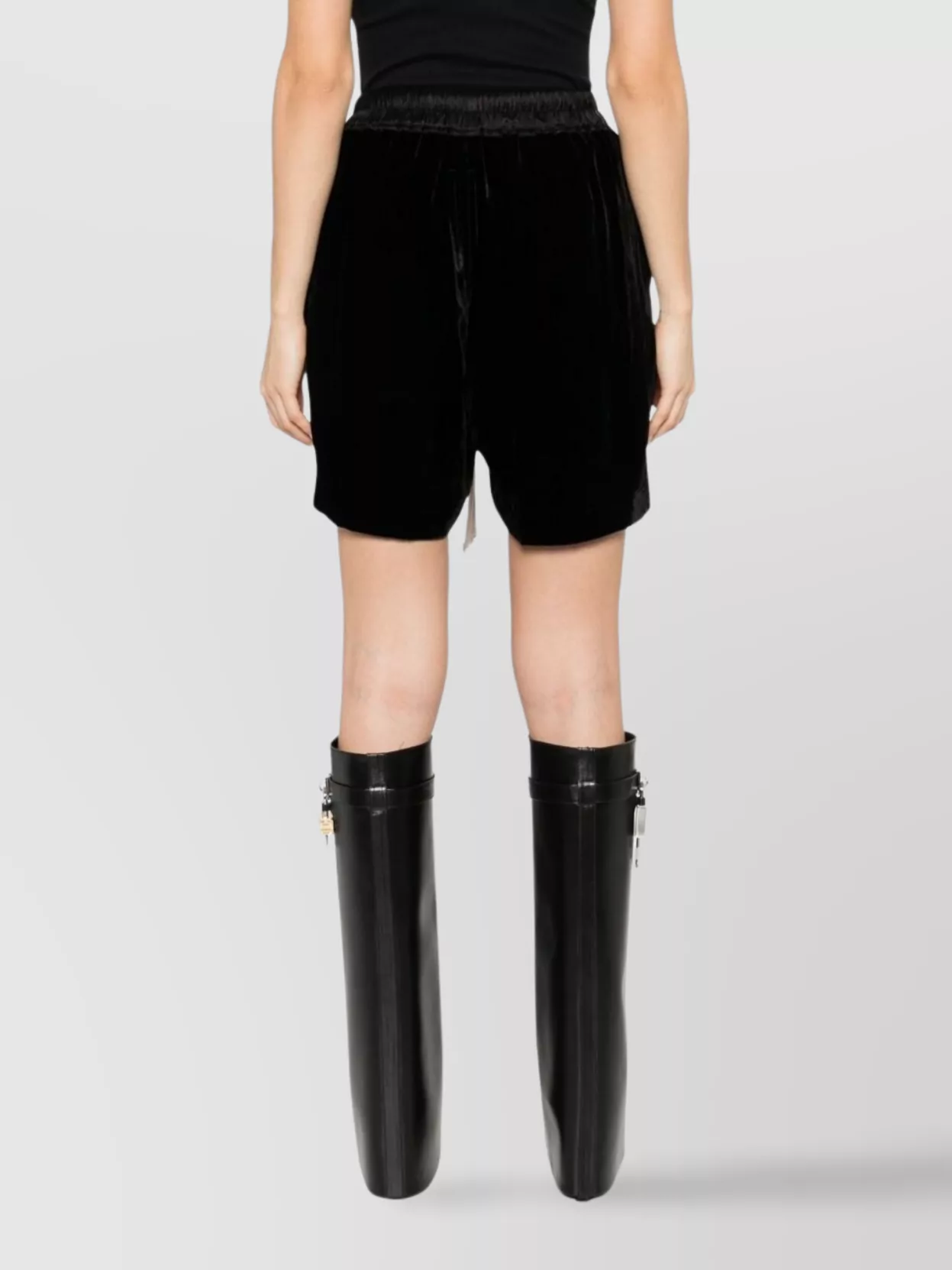 Rick Owens Washed Velvet Boxers Elasticated Waist In Black